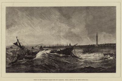 Wreck of the Norwegian Barque Suez off Yarmouth by Charles Auguste Loye